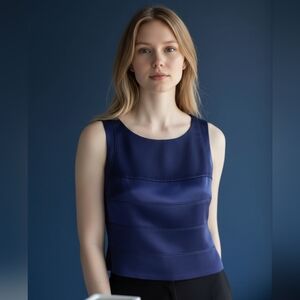 Alberto Makali Elegant Navy Blue Sleeveless Top